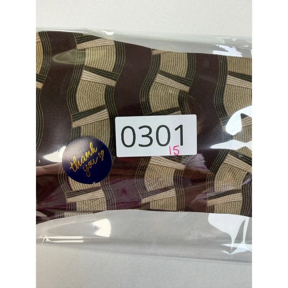 417 by Van Heusen Mens Silk Necktie Burgundy Tan Geometric Wave Pattern Tie